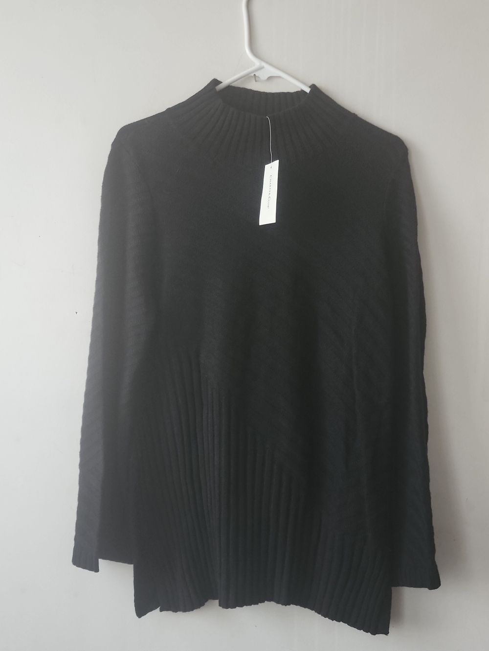 Charter Club Black Ribbed Mock Neck Sweater